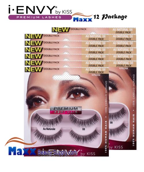 12 Package - Kiss i Envy Double Pack Au Naturale 08 Eyelashes - KPED08